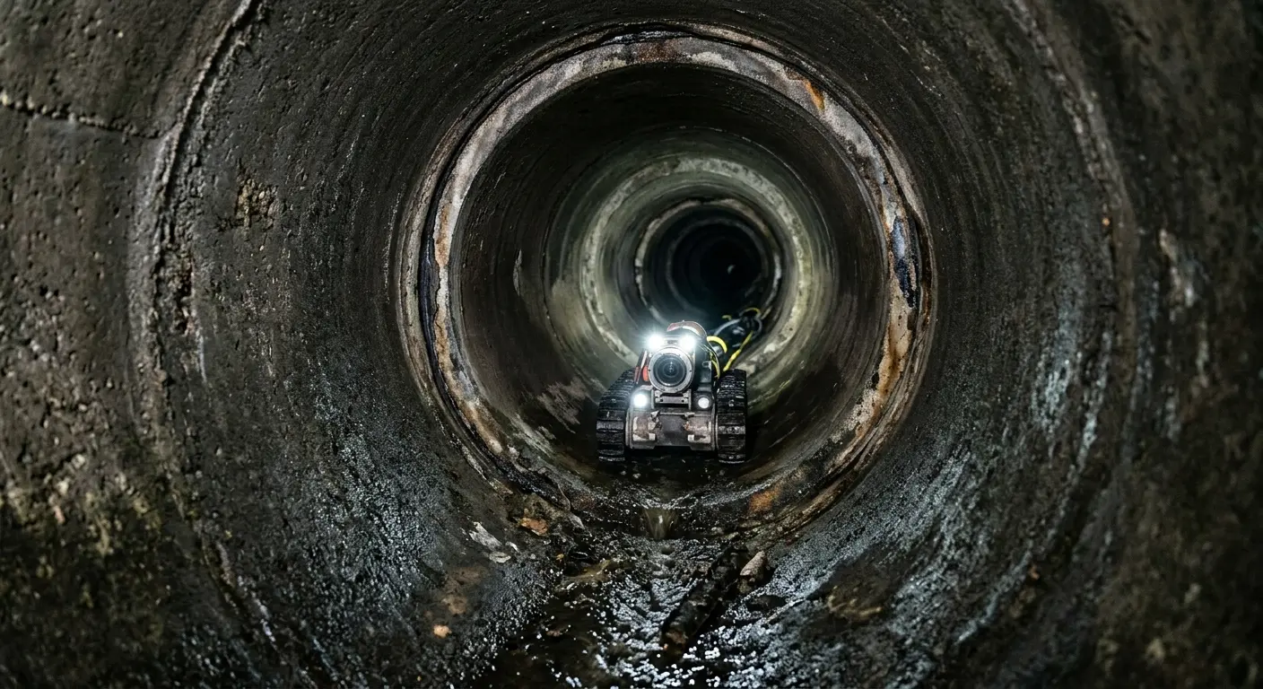 Robotic sewer camera inspecting pipe interior for Sewer Line Cleaning in Smyrna